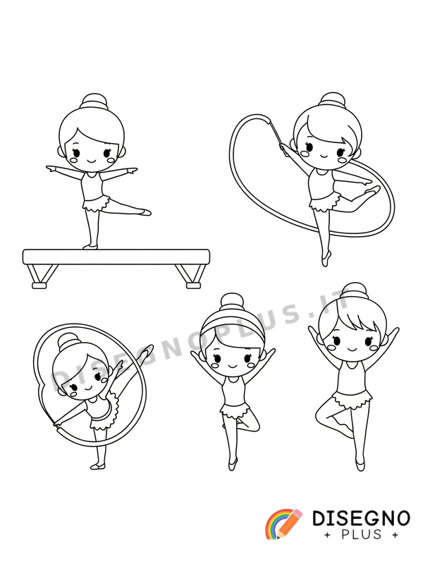 Disegno Ginnasti che si allenano da colorare
