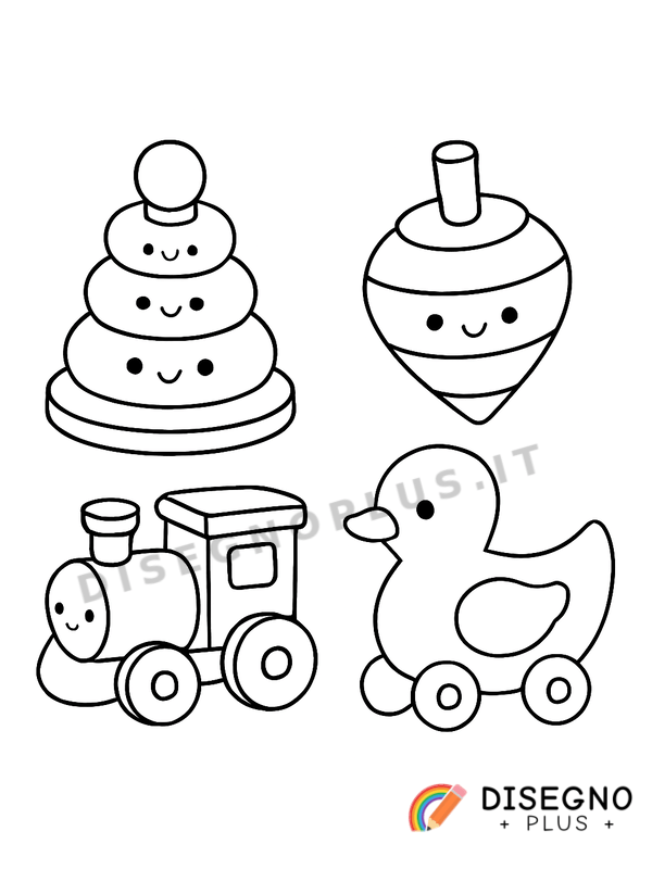 Disegno Giocattoli di legno da colorare