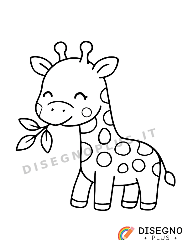 Disegno Giraffa che mangia da colorare