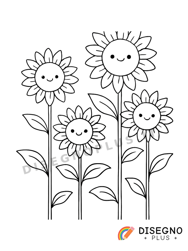 Disegno Girasoli alti da colorare