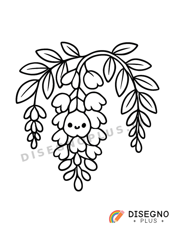 Disegno Glicine in fiore con grappoli viola   da stampare e colorare