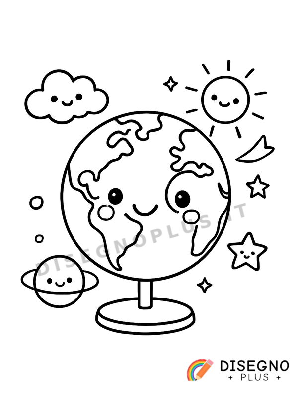 Globo terrestre con continenti colorati Disegno Globo terrestre con continenti colorati da stampare e colorare
