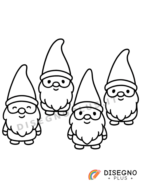 Disegno Gnomi con barba da colorare