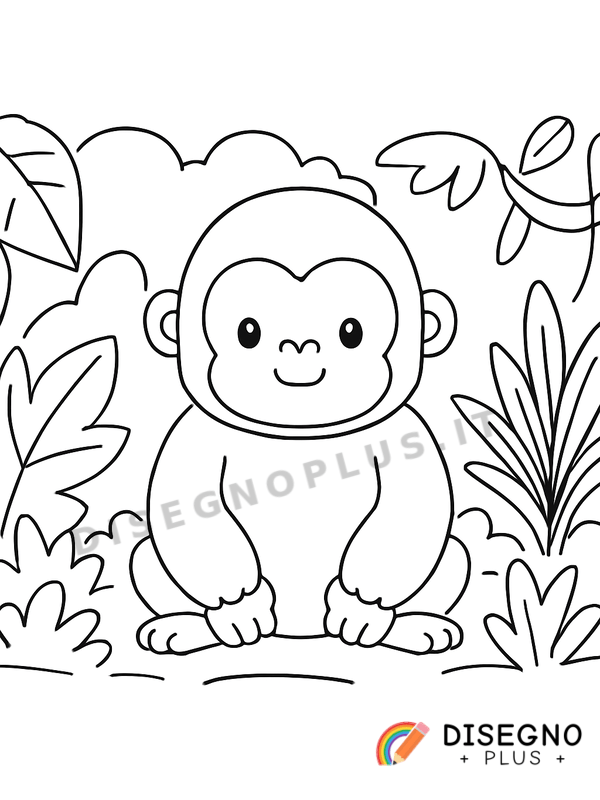 Disegno Gorilla nella giungla da colorare