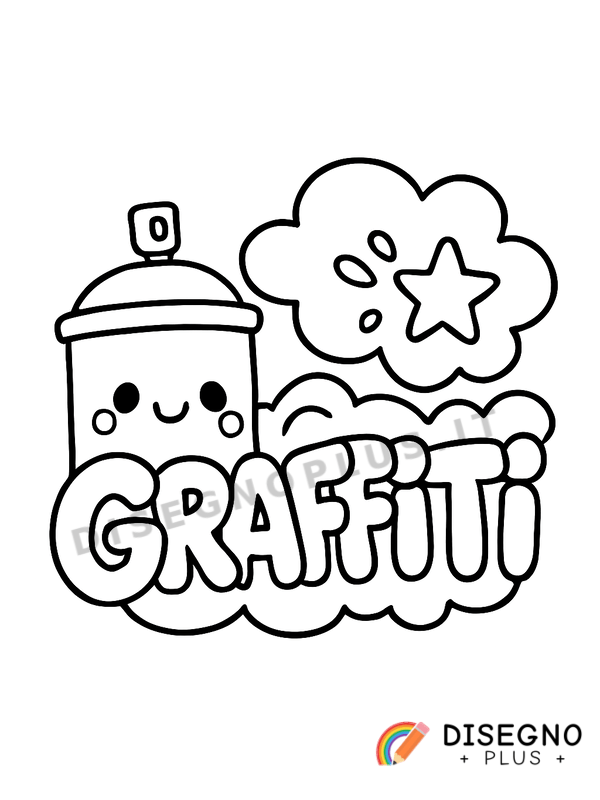Disegno Graffito colorato con spray   da stampare e colorare