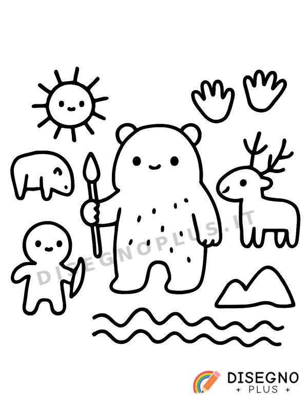 Disegno Graffito preistorico con animali   da stampare e colorare