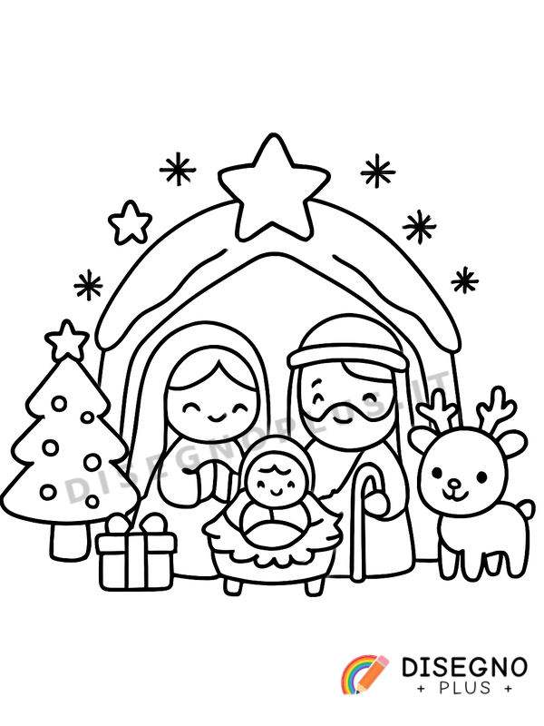 Disegno Grotta di Natale da colorare