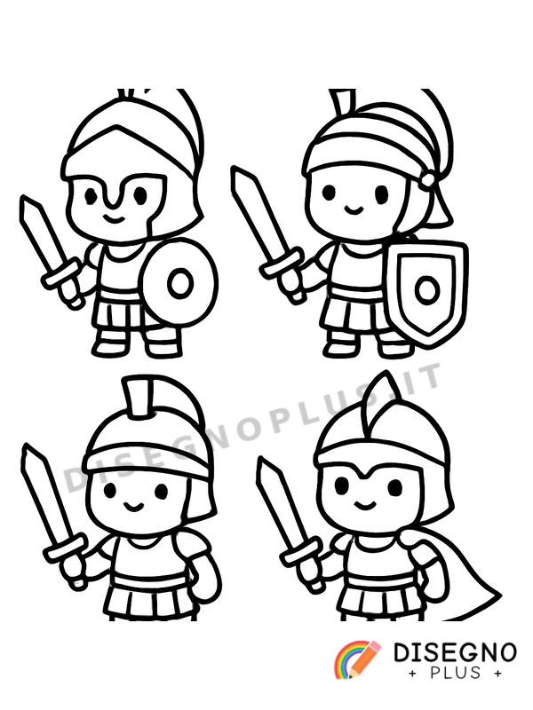 Disegno Guerrieri con spada in azione   da stampare e colorare
