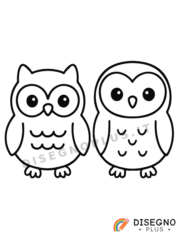 Disegno Gufo e civetta amici del bosco silenzioso   da stampare e colorare