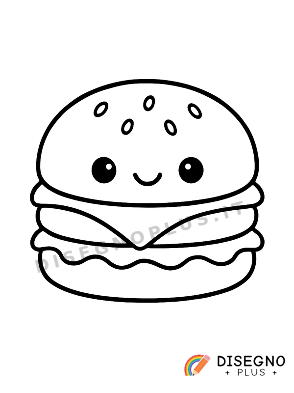 Disegno Hamburger con formaggio fuso e insalata   da stampare e colorare