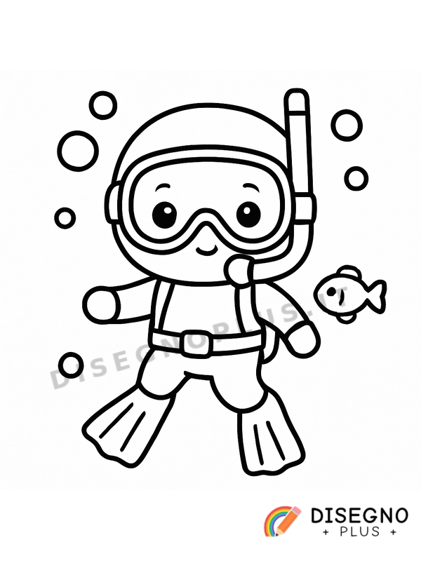 Disegno Immersione con bombole subacquee   da stampare e colorare