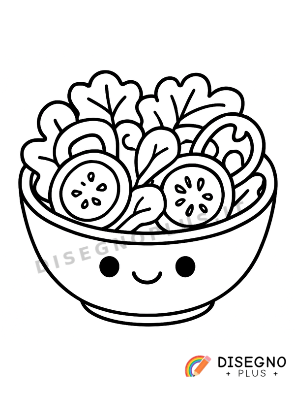 Disegno Insalate miste con pomodori e cetrioli   da stampare e colorare