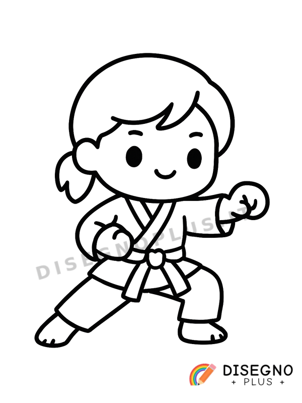 Disegno Karate con kimono e movimento   da stampare e colorare