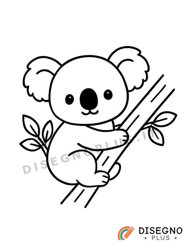 Disegno Koala sull'albero di eucalipto addormentato   da stampare e colorare