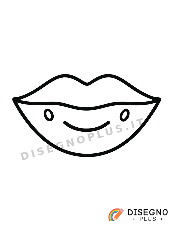 Disegno Labbra che sorridono con rossetto leggero   da stampare e colorare