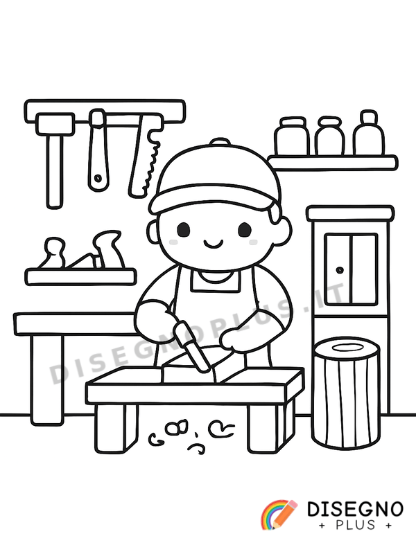 Disegno Laboratorio del falegname ordinato   da stampare e colorare