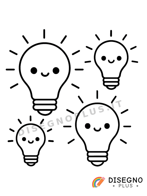 Disegno Lampadine accese con luce gialla   da stampare e colorare