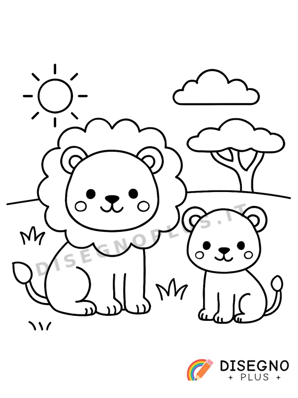 Disegno Leoni nella savana da colorare