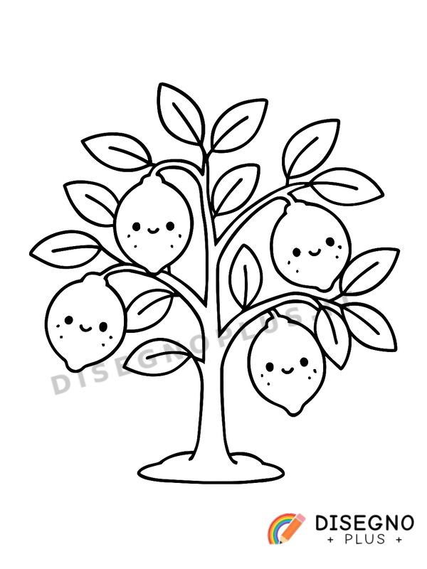 Disegno Limoni sull’albero con foglie lucide   da stampare e colorare