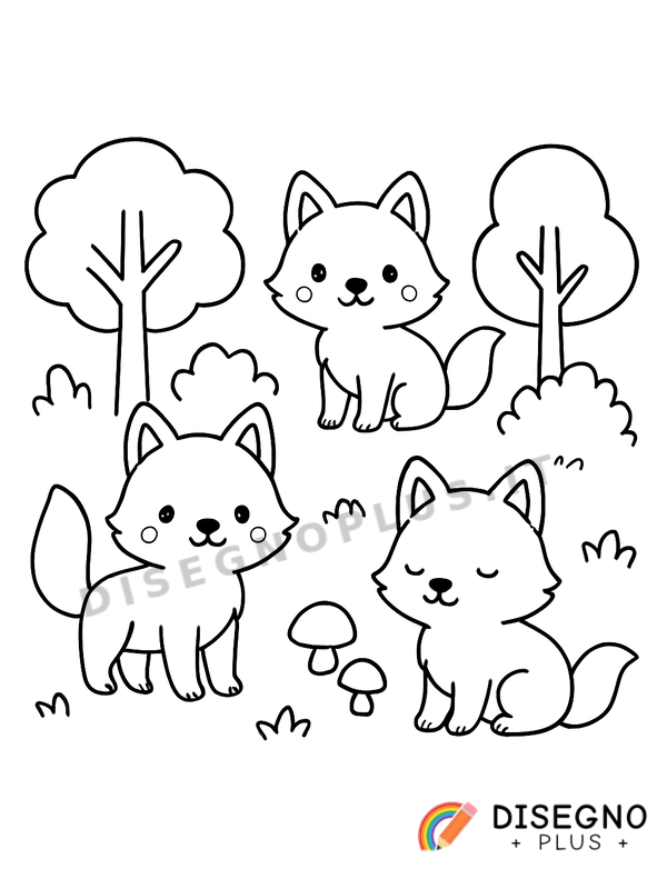 Disegno Lupi nel bosco al chiaro di luna   da stampare e colorare