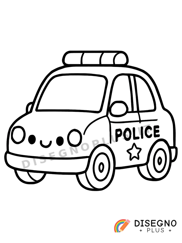 Macchina della polizia con sirena Disegno Macchina della polizia con sirena da stampare e colorare