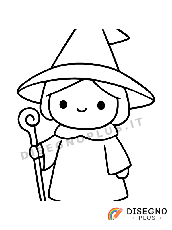 Disegno Maghi con cappello e bacchetta che lanciano incantesimi   da stampare e colorare