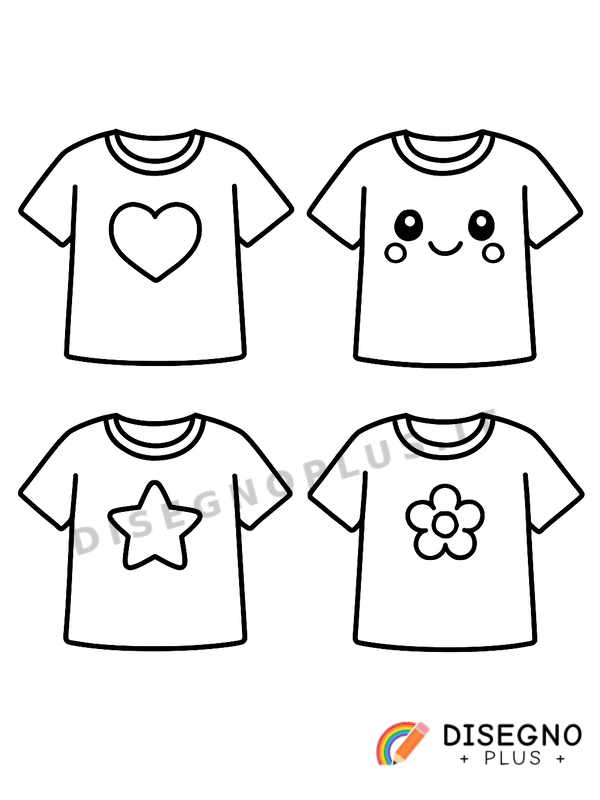 Disegno Magliette colorate con stampe divertenti   da stampare e colorare