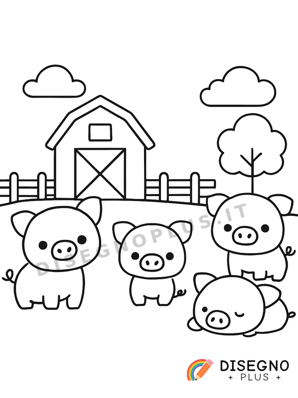 Disegno Maiali nella fattoria che dormono   da stampare e colorare