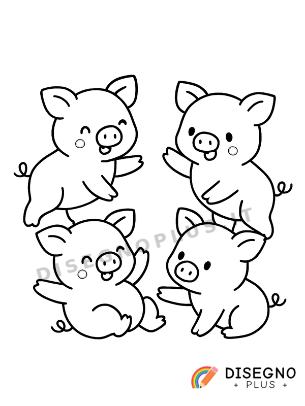 Disegno Maialini che giocano con palla rossa   da stampare e colorare