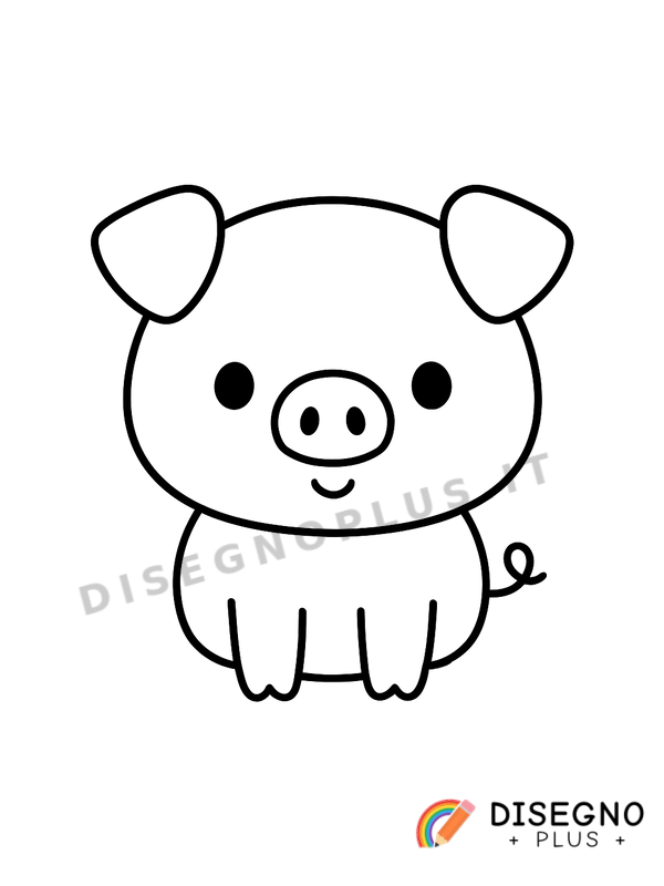 Disegno Maialino con fiocco rosa dolce   da stampare e colorare