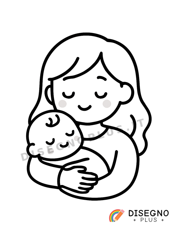 Disegno Mamma con bambina per mano   da stampare e colorare