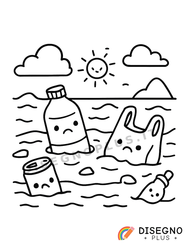 Disegno Mare inquinato da colorare