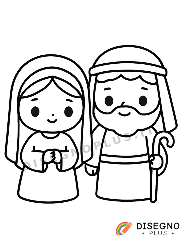 Disegno Maria e Giuseppe da colorare