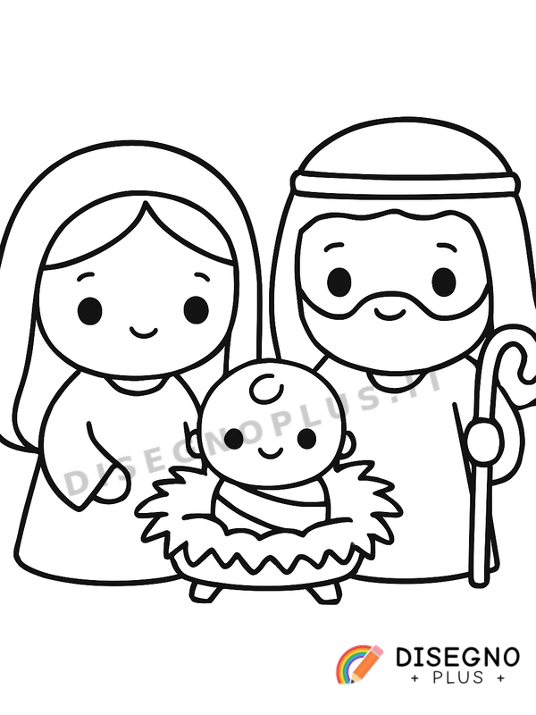 Disegno Maria, Giuseppe e Gesù da colorare