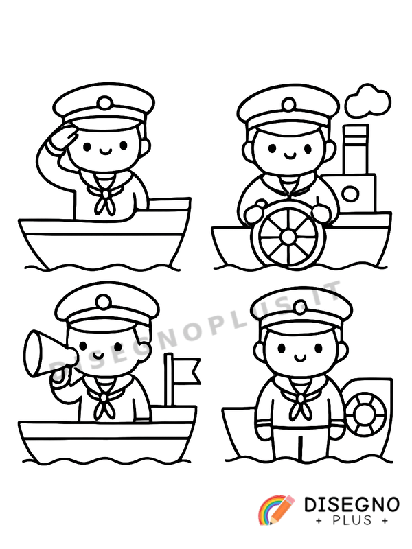 Disegno Marinai sulle navi da colorare