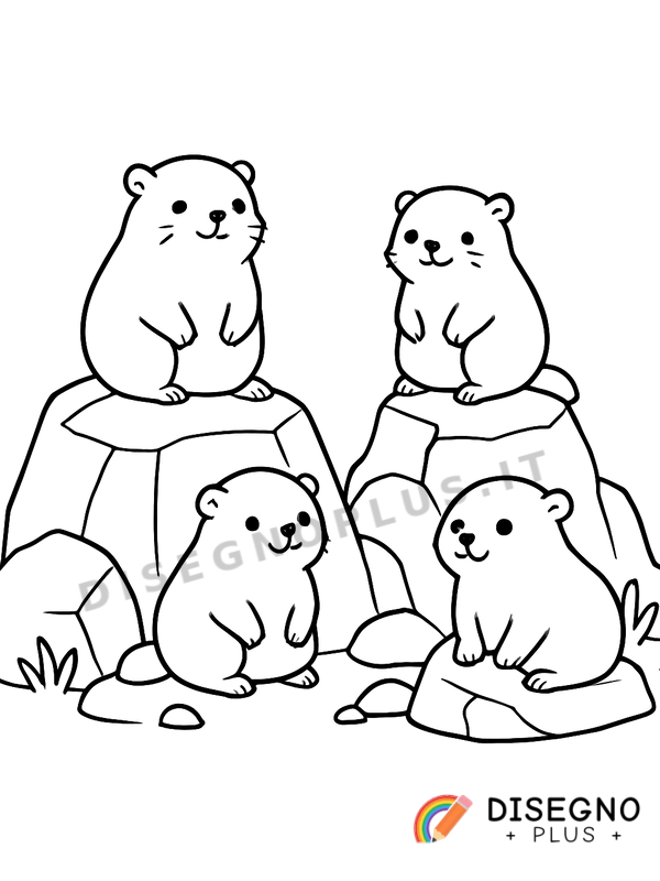 Disegno Marmotte sulle rocce da colorare