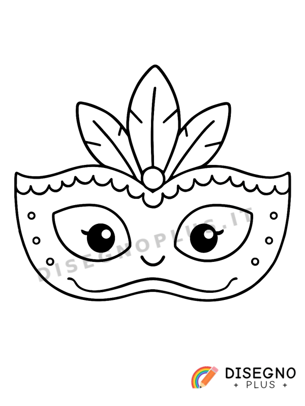Disegno Maschera di Carnevale con piume e brillantini   da stampare e colorare