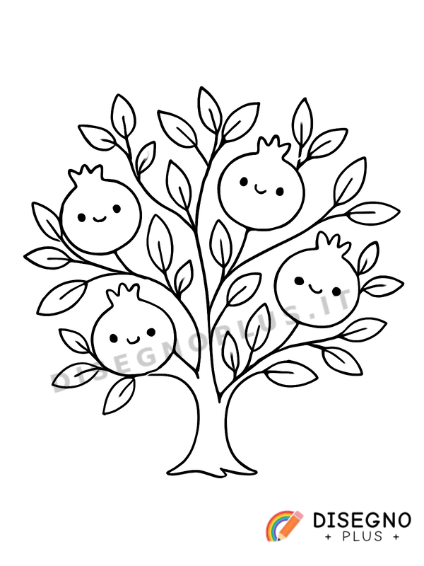 Disegno Melograni sull’albero aperti   da stampare e colorare