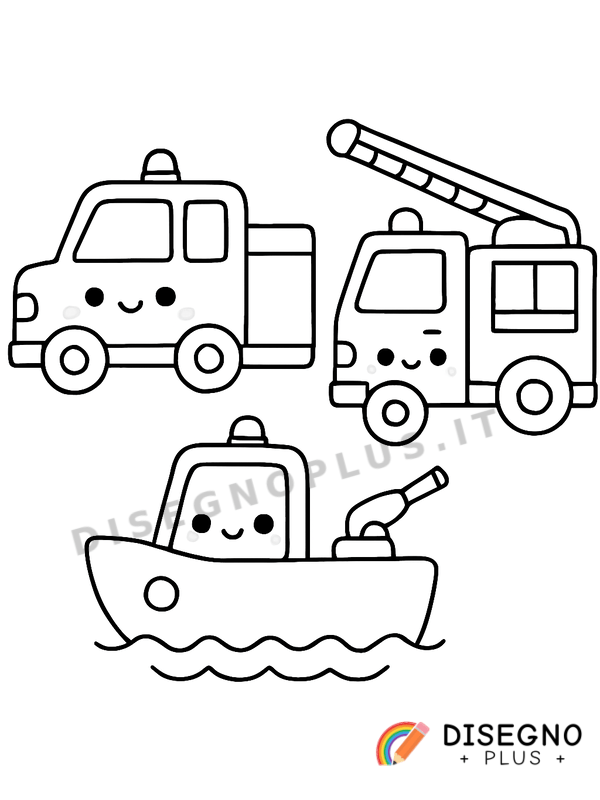 Disegno Mezzi dei pompieri rossi e pronti   da stampare e colorare