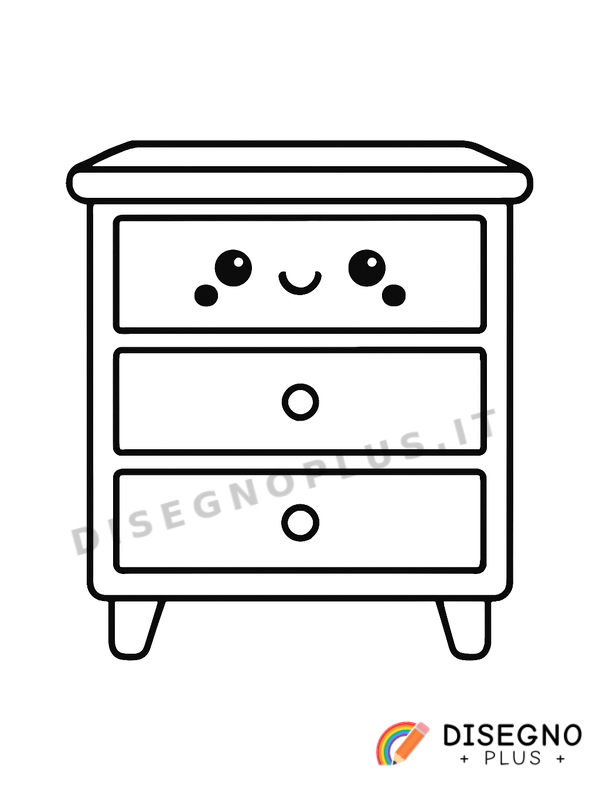 Disegno Mobile basso con cassetti   da stampare e colorare