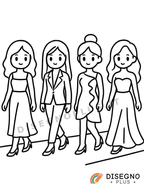 Disegno Modelle che sfilano da colorare