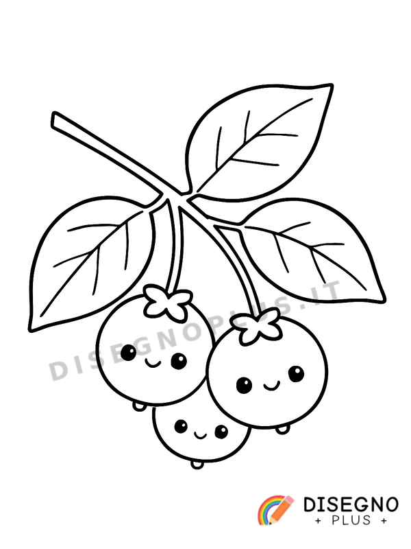 Disegno More sul ramo con foglie verdi   da stampare e colorare