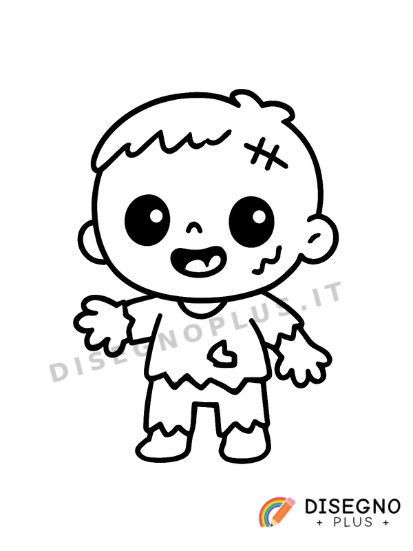 Disegno Morto vivente con vestiti stracciati e passo lento   da stampare e colorare