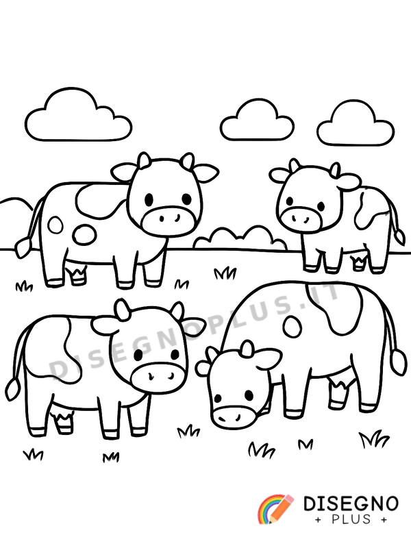 Disegno Mucche al pascolo da colorare