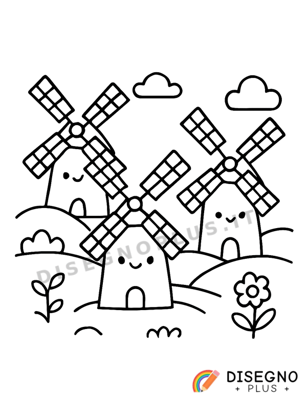 Disegno Mulini a vento da colorare