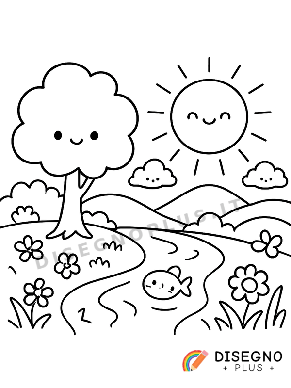 Disegno Natura in estate da colorare