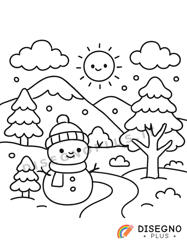 Disegno Natura in inverno da colorare