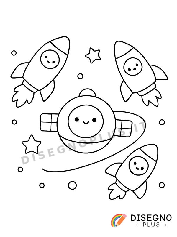 Disegno Navicelle in orbita intorno alla Terra   da stampare e colorare