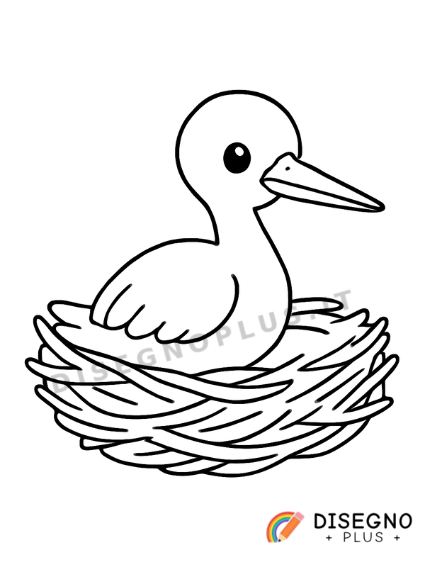 Disegno Nido di cicogna su campanile del paese   da stampare e colorare