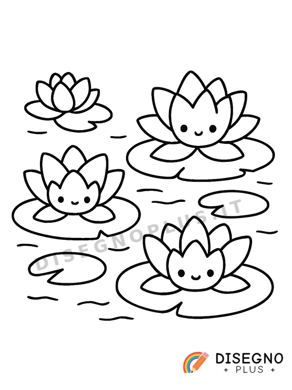 Disegno Ninfee sullo stagno con ranocchi   da stampare e colorare